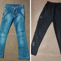 دو شلوار لی دخترانه و اسلش اسپرت در حد نو