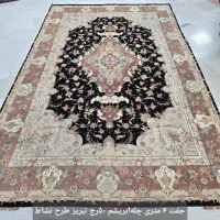 فرش جفت ۶ متری تبریز چله ابریشم طرح نشاط