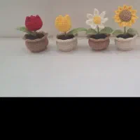 گلدان های بافتنی فانتزی‌ ودسته گلهای بافت زیبا|اسباب‌‌بازی|همدان, |دیوار