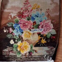 تابلو فرش دستبافت گل و گلدان سفالی|تابلو فرش|تهران, شهرک دانشگاه|دیوار