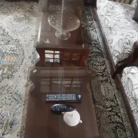 مبل ۷نفره با دسته چوبی به همراه دو میز وسط|مبلمان خانگی و میز عسلی|آمل, |دیوار