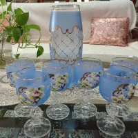 ۶عدد گیلاس آکرمن چک قدیم و گلدان اگرمن