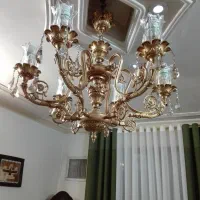 یک عدد لوستر شش شاخه طرح برنج رنگ ثابت