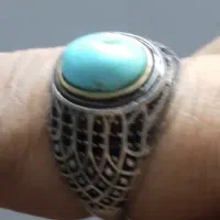 ۱عدد انگشتر نقره فیروزه  عیار ۹۲۵ بارکاب ترک