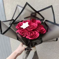 گل روبانی هدیه ی ولنتاین دسته گل آماده تحویل