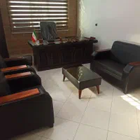 مبلمان اداری میز خم منبت مشکی طلایی|دفتر کار|چهارباغ, |دیوار