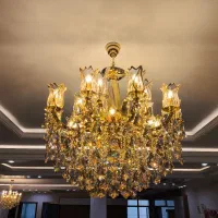 لوستر کریستالی، ۱۰ شاخه،گارانتی‌دار، همراه ۱۵ لاله|لوستر و چراغ آویز|زنجان, |دیوار