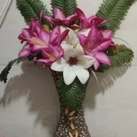 3 تا گلدان چوبی|گل مصنوعی|کرمان, |دیوار