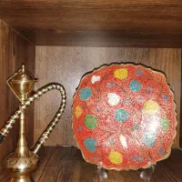 ظروف برنجی دکوری قدیمی چوبی چینی  تابلو نوستالژی