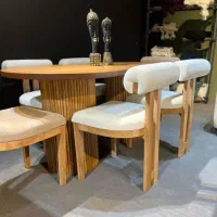 ناهار خوری غذا مینیمال چوبی کرم شهریار ۴ نفره ۶