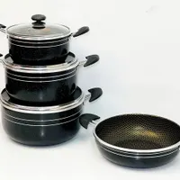 ۷پارچه زنبوری ظروف تفلون گرانیتی سه تابه قابلمه