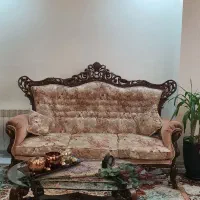 مبلمان استیل چوب گردو|مبلمان خانگی و میز عسلی|ابریشم, |دیوار