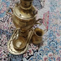 سماورزغالی برنجی باسینی قوری پارچ وکاسه