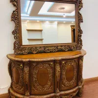 اینه کنسول  بوفه هنری  تمام چوب راش و گردو