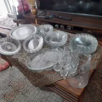 سرویس بلور اصفهان ودیس گرد فرانسه و پارچ لیوان|ظروف سرو و پذیرایی|قدس, شهر‌قدس|دیوار