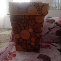 ست چوبی سطل اشغال و جا دستمال کاغذی