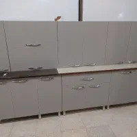 کابینت سفید. طوسی . طرح چوب . ۶ متری