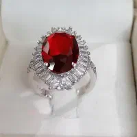 انگشتر نقره زنانه با نگین یاقوت سرخ