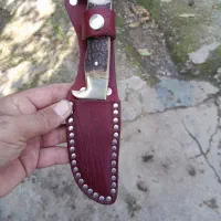 کارد ( چاقو دسته شاخ) با غلاف چرمی
