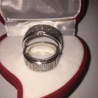 حلقه ست نقره با آبکاری طلا سفید طرح جواهر عیار ۹۲۵