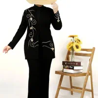 مانتوکتی کرپ مجلسی جواهردوزی با گل های منجوق بافت