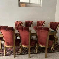 مبلهای زیبای چوب گردو بادوتامیزعسلی بزرگ ومیز|مبلمان خانگی و میز عسلی|خمینیشهر, |دیوار