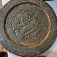 سینی قدیمی مسی طرح گوزن ولیلی مجنون