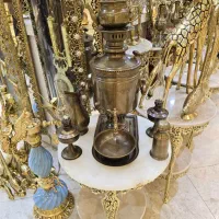 سماور ذغالی عتیقه روسی سایز بزرگ همراه سرویس