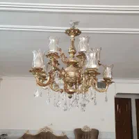 لوستر ۱۰ شاخه برنزی طرح لاله