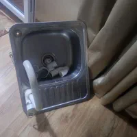 سینک تک لگن استیل جنس خوب با لوله و همه اتصالات