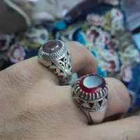 انگشتر نقره عقیق یمنی ویاقوت معدنی|جواهرات|بیرجند, |دیوار