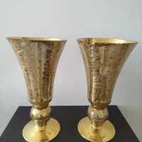 گلدان بلور طلایی