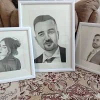 نقاشی چهره سیاه قلم تولد کادو|تابلو، نقاشی، عکس|ابریشم, |دیوار