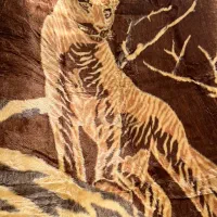 پتوی پلنگی و گل نیلوفری