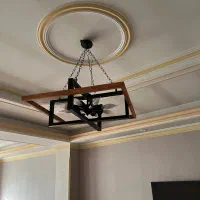 یک جفت لوستر هشت شاخه  چوب و فلزمدرن|لوستر و چراغ آویز|اندیشه, شهرک صدف|دیوار