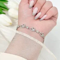 دستبند مجلسی نقره آب طلا شفافیت طلا سفید 34940