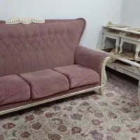مبل۷نفره ی نیمه استیل همراه با جلومبلی وعسلی