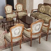 مبل استیل آلمانی ۹ نفره دو میز عسلی و یک جلو مبلی|مبلمان خانگی و میز عسلی|تهران, تهران‌ویلا|دیوار