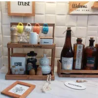 استند دوطبقه اویزدار چوبی  پاسماوری و روغن ریز