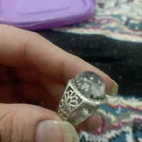 انگشتر نقره سنگ دور شفاف نجف