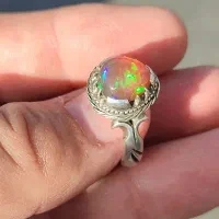 انگشتر نقره دست ساز طهران فدک سنگ اوپال|بدلیجات|تهران, نیروی هوایی (پیروزی)|دیوار