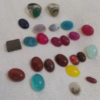 تعداد ۲۲ عدد نگین سر انگشتر عقیق ۲ عدد انگشتر