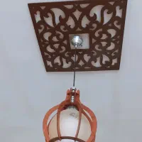 لوستر حبابی چوبی با پنل سقف|لوستر و چراغ آویز|کرمانشاه, |دیوار
