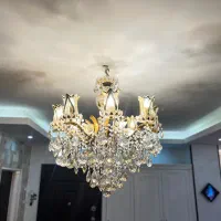 دو عدد لوستر ۱۲ شعله کریستالی آبکاری‌شده