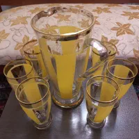 ست پارچ و لیوان طلایی قدیمی