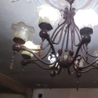 لوستر قدیمی ۸شاخه فلزی  حبابدار بسیارشیک وزیبا|لوستر و چراغ آویز|کرج, گلشهر|دیوار