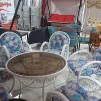 مبلمان باغی مدل آتشدان و چوب ترمو شش نفره|مبلمان خانگی و میز عسلی|چهارباغ, |دیوار