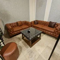 مبلمان چرم چستر لمسه دست  در حد نو|مبلمان خانگی و میز عسلی|نجف‌آباد, باغ نو|دیوار