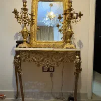 آیینه و شمعدان آنتیک آب طلا