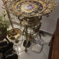 میوه خوری برنز پایه دار بلند صفحه چینی